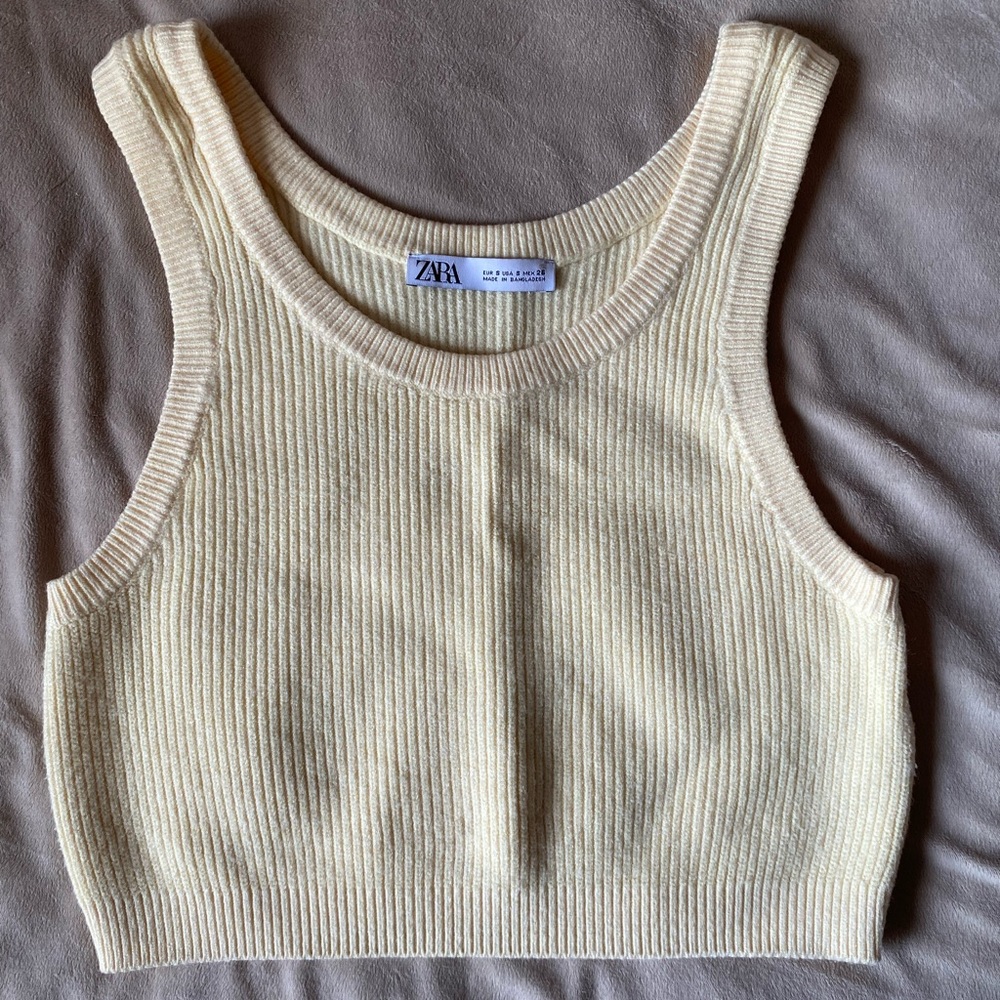 Zara yellow crop sweater tank